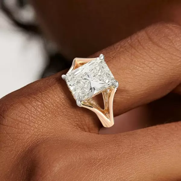 4ct Split Shank Radiant Cut Engagement Ring