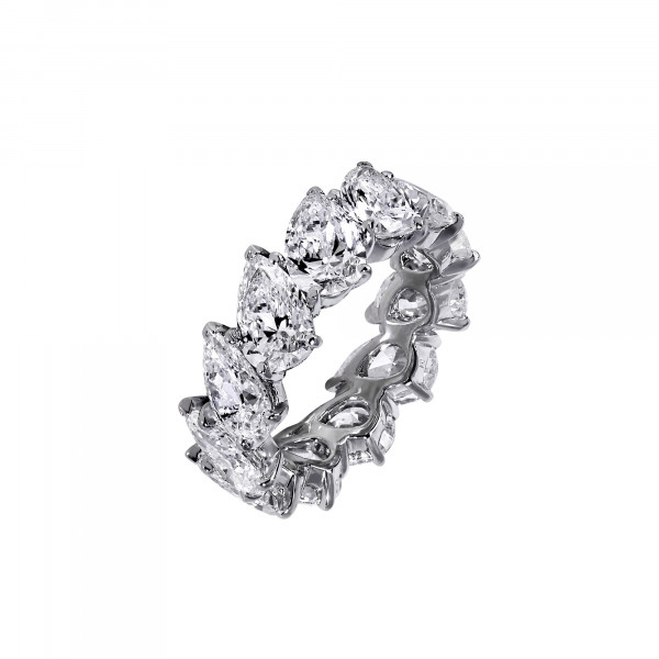 Handmade Pear Shape Lab-Created White Sapphire Eternity Band