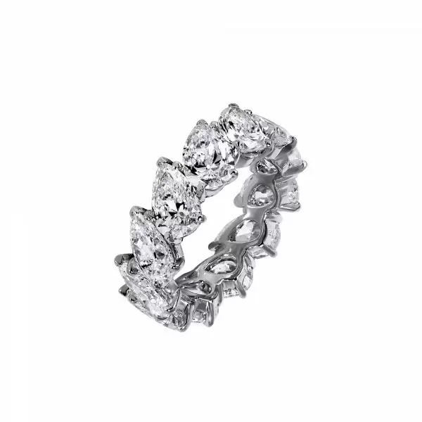 Handmade Pear Shape Lab-Created White Sapphire Eternity Band
