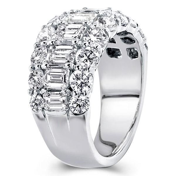 Triple Row Emerald Cut Half Wedding Band