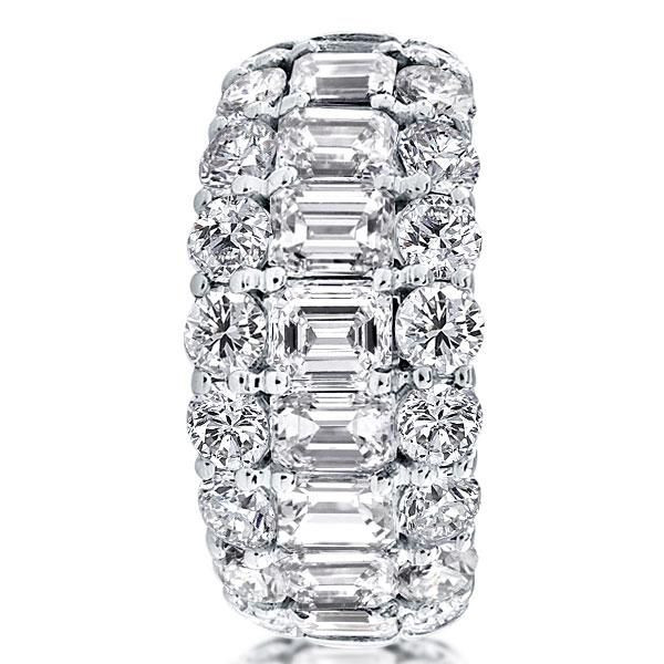 Triple Row Emerald Cut Half Wedding Band