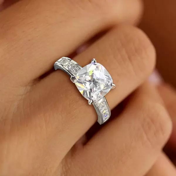 3ct Cushion Cut White Sapphire Engagement Ring
