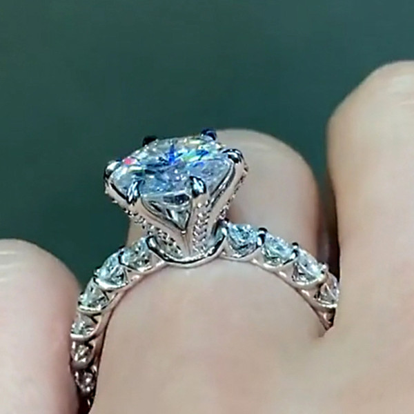 3ct Round Cut White Sapphire Engagement Ring