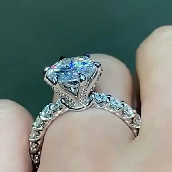 3ct Round Cut White Sapphire Engagement Ring