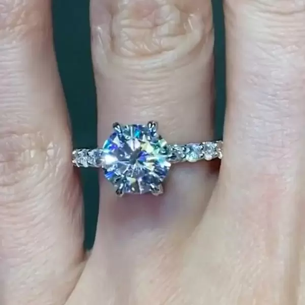 3ct Round Cut White Sapphire Engagement Ring