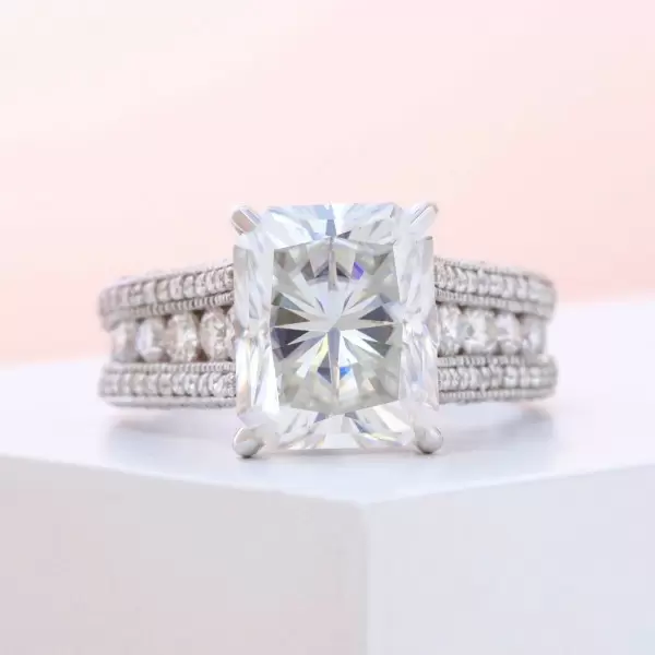 3.5ct Radiant Cut White Sapphire Engagement Ring