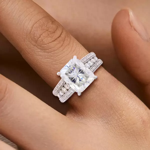 3.5ct Radiant Cut White Sapphire Engagement Ring