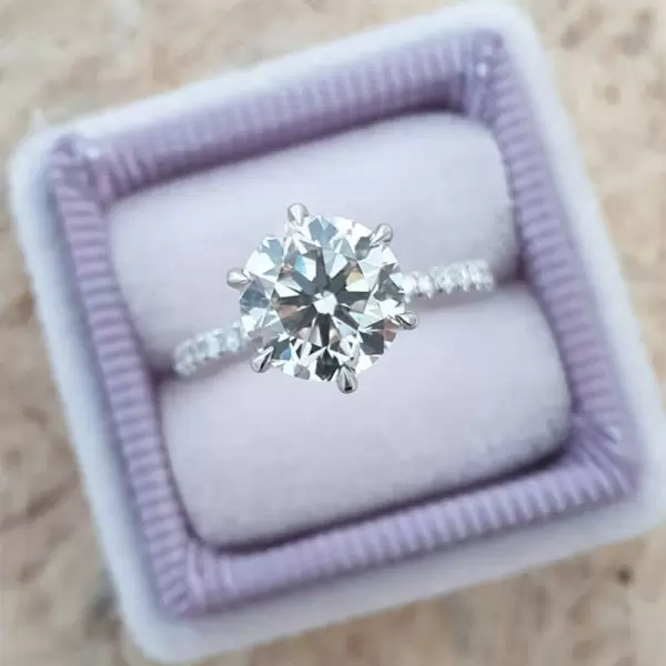 Classic Round Cut White Sapphire Engagement Ring