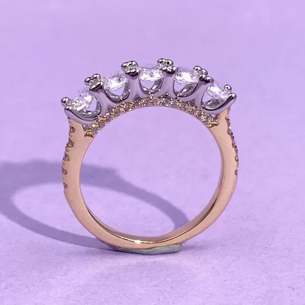 1.2ct Five-Stone Round Cut White Sapphire Wedding Band