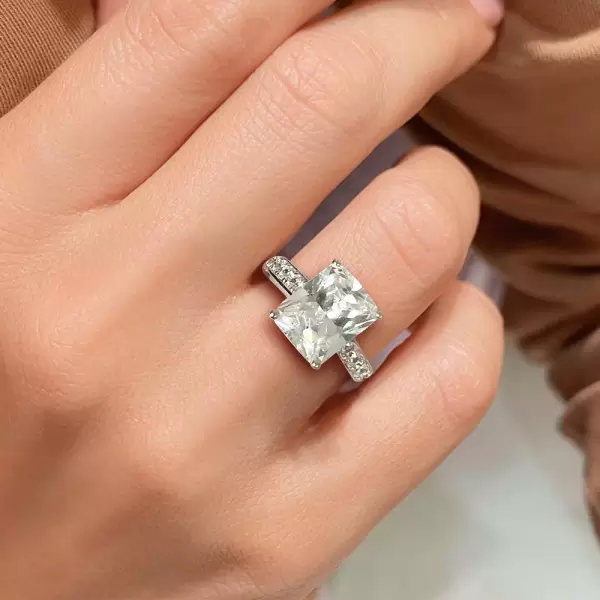 3.15ct Radiant Cut White Sapphire Engagement Ring