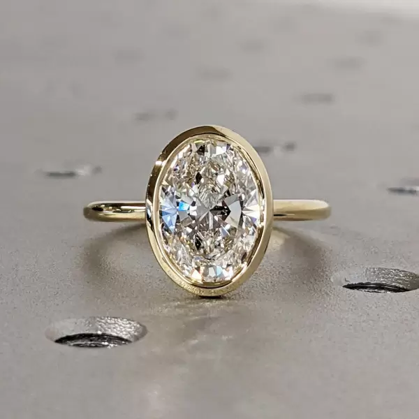 3ct Bezel Set Oval Cut Simple Modern Engagement Ring