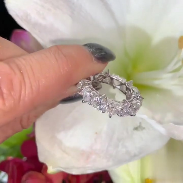1.25ct Heart Cut White Sapphire Eternity Band