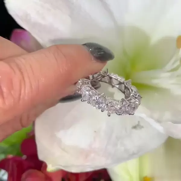 1.25ct Heart Cut White Sapphire Eternity Band