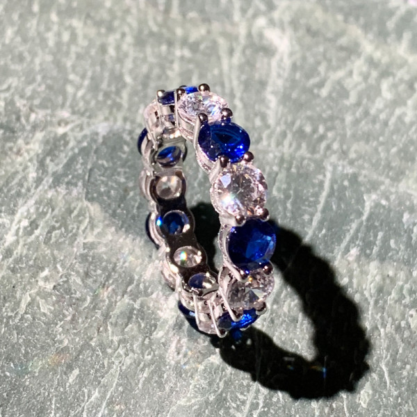 2.52ct Round Cut Blue Sapphire Eternity Band