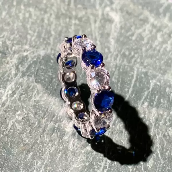 2.52ct Round Cut Blue Sapphire Eternity Band