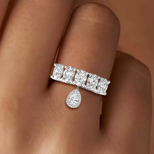 3ctw Oval and Pear Cut Drop Wedding Band