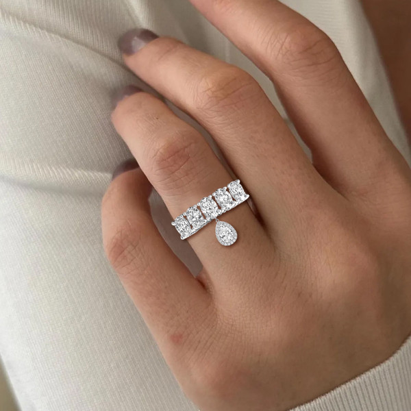 3ctw Oval and Pear Cut Drop Wedding Band