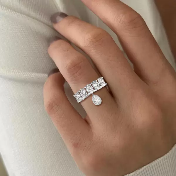 3ctw Oval and Pear Cut Drop Wedding Band