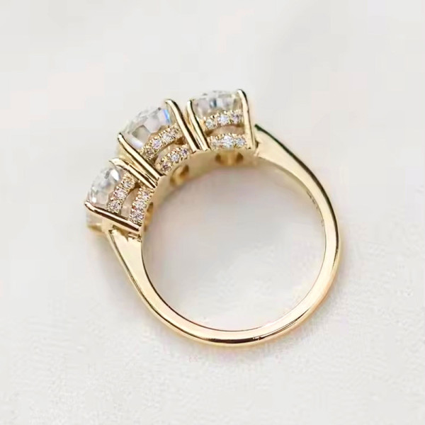 8ctw Oval Cut Under Halo Three Stone Engagement Ring