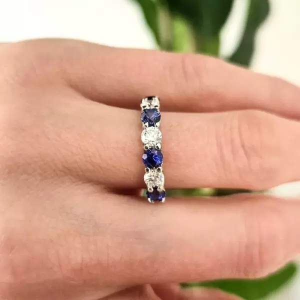 2.52ct Round Cut Blue Sapphire Eternity Band