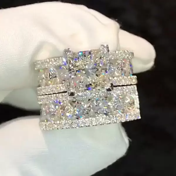 3ct Princess Cut White Sapphire Wedding Ring Set