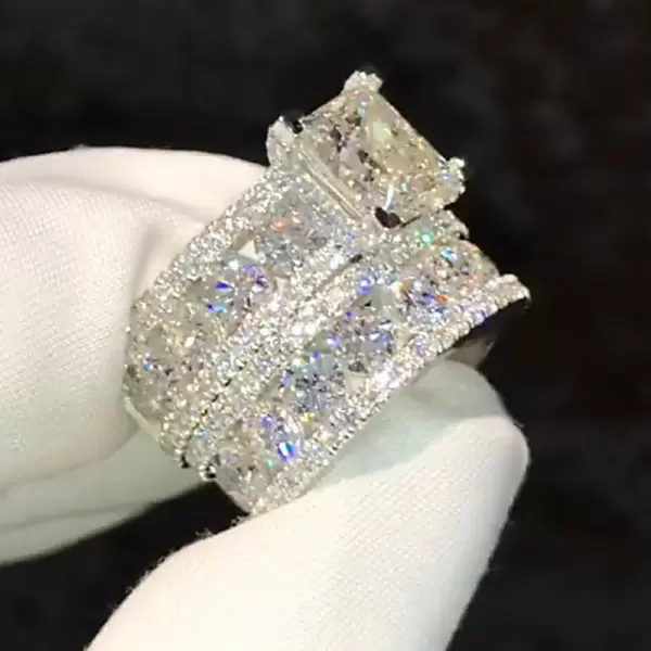 3ct Princess Cut White Sapphire Wedding Ring Set