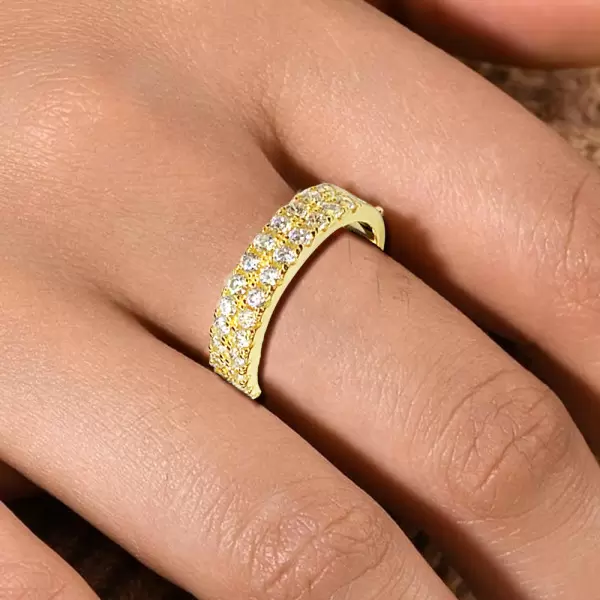 1.95ct Round Cut White Sapphire Half Double Row Band in Gold
