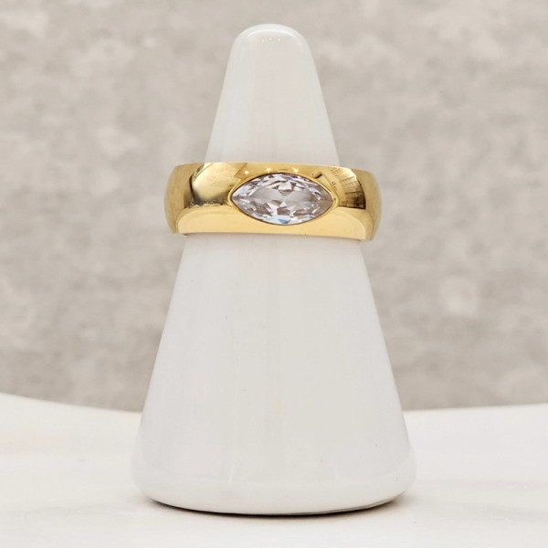 East-west Marquise Cut White Sapphire Dainty Engagement Ring