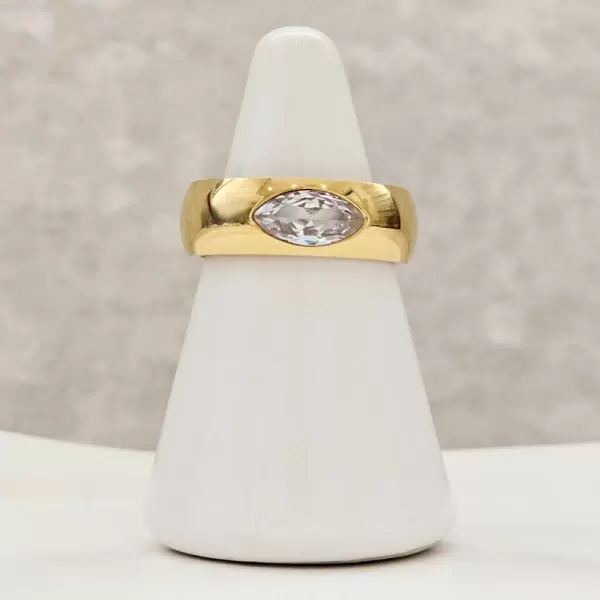East-west Marquise Cut White Sapphire Dainty Engagement Ring