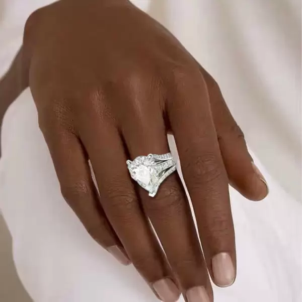 2ct Pear Cut Split Shank Engagement Ring