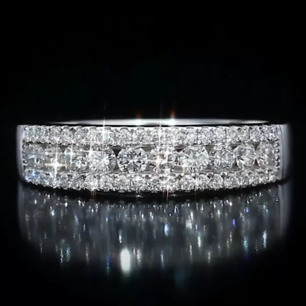 Round Cut White Sapphire Classic Dainty Wedding Band