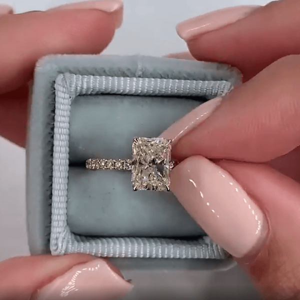 5ct Radiant Cut White Sapphire Engagement Ring in Gold