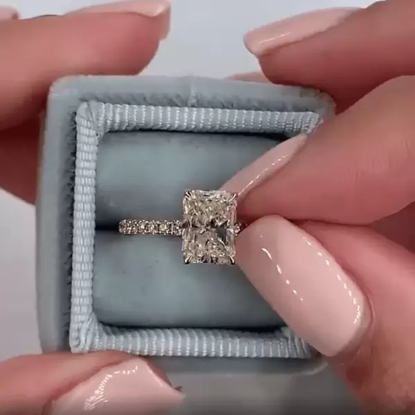 5ct Radiant Cut White Sapphire Engagement Ring in Gold