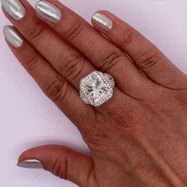 6ct Radiant Cut White Sapphire Engagement Ring