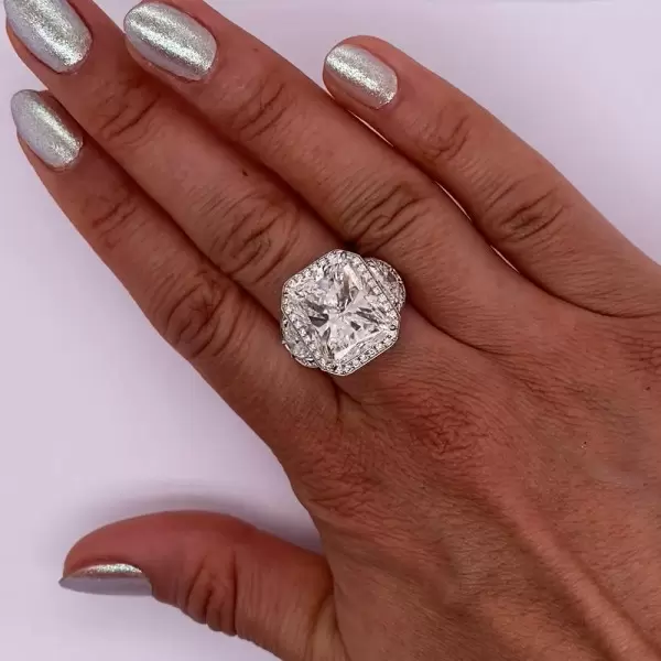 6ct Radiant Cut White Sapphire Engagement Ring