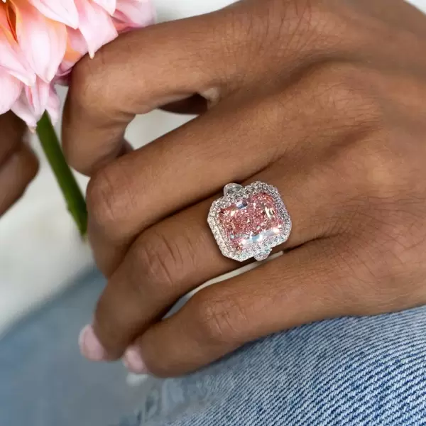 5.5ct Radiant Cut Pink Sapphire Engagement Ring