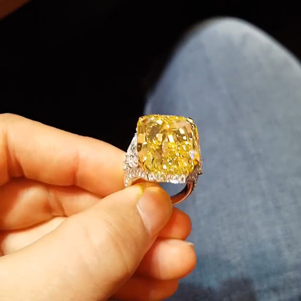 6ct Radiant Cut Yellow Sapphire Engagement Ring