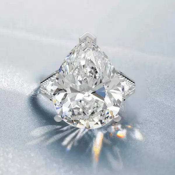 18ct Pear Cut White Sapphire Classic Engagement Ring