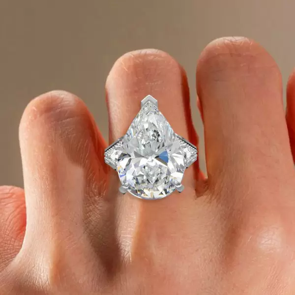 18ct Pear Cut White Sapphire Classic Engagement Ring