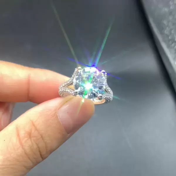 5ct Round Cut White Sapphire Split Shank Engagement Ring