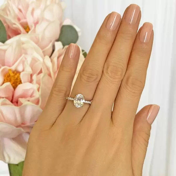 2.25 ctw Oval Accented Solitaire Ring