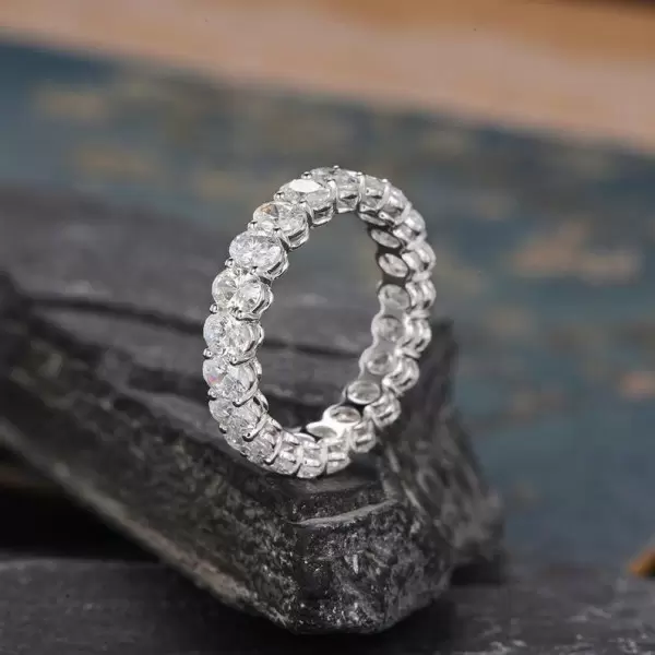 4ct Oval Cut White Sapphire Eternity Band