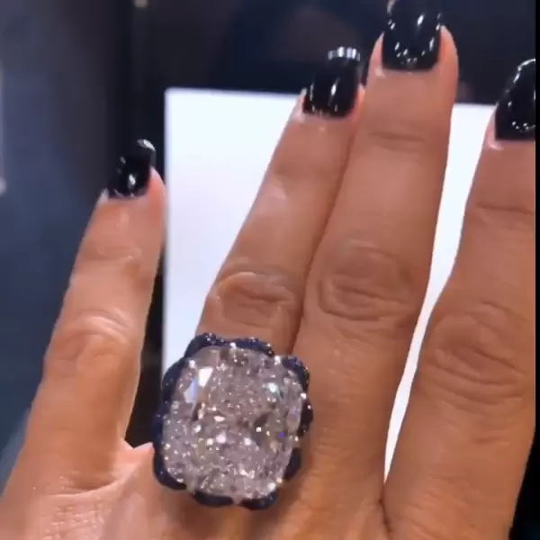 Luxury Cushion Cut Silver Engagement Ring