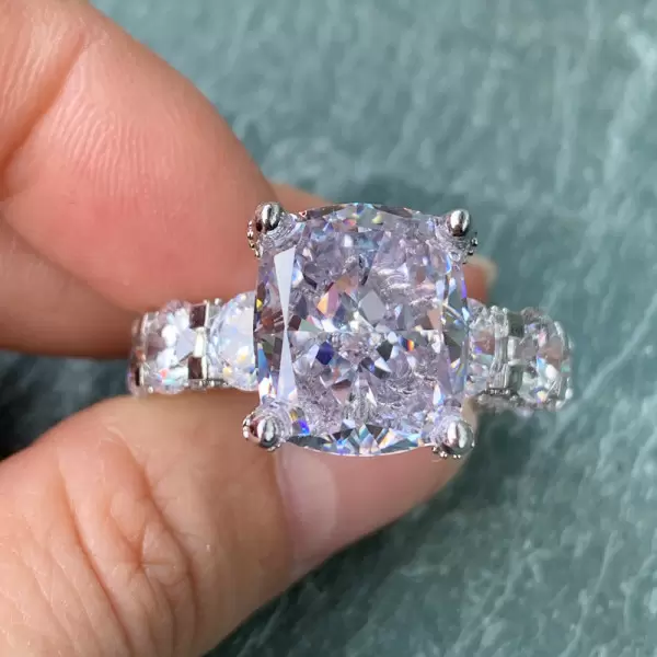 12ct Cushion Cut White Sapphire Classic Engagement Ring