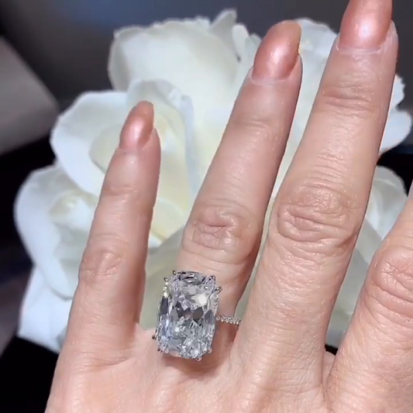 6.5ct Cushion Cut White Sapphire Engagement Ring