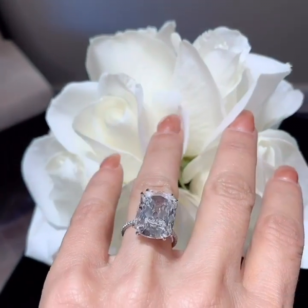 6.5ct Cushion Cut White Sapphire Engagement Ring