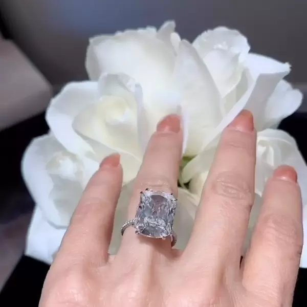 6.5ct Cushion Cut White Sapphire Engagement Ring