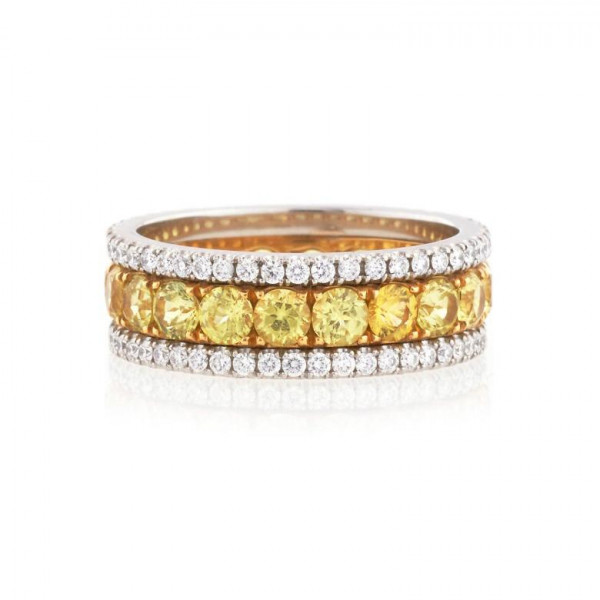 2.45ctw Round Cut Yellow Sapphire Eternity Band