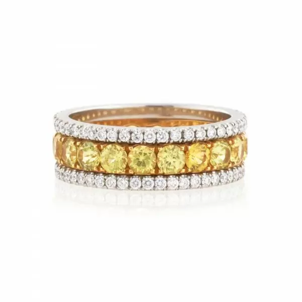 2.45ctw Round Cut Yellow Sapphire Eternity Band