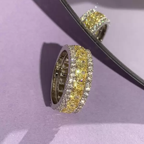 2.45ctw Round Cut Yellow Sapphire Eternity Band